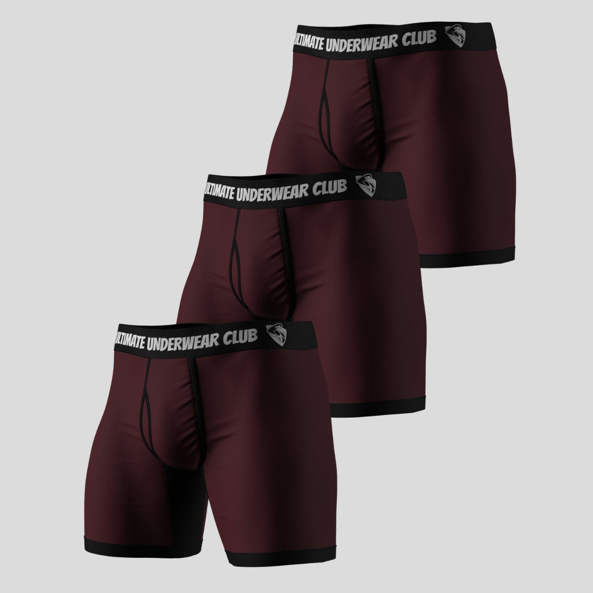 3 Pack of Ultimate Underwear 2.0 "Maroon Thighs" Men's Boxer Briefs - Comfortable, breathable, and stylish. Perfect fit for everyday wear.