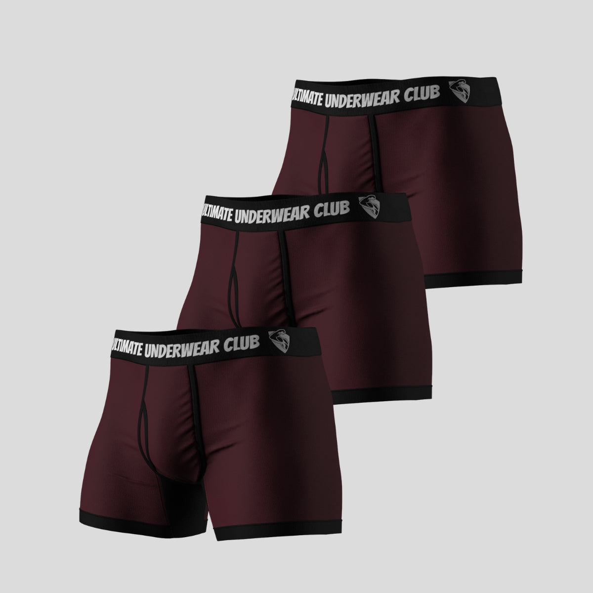 3 Pack of Ultimate Underwear 2.0 "Maroon Thighs" Men's Trunks - Comfortable, breathable, and stylish. Perfect fit for everyday wear.