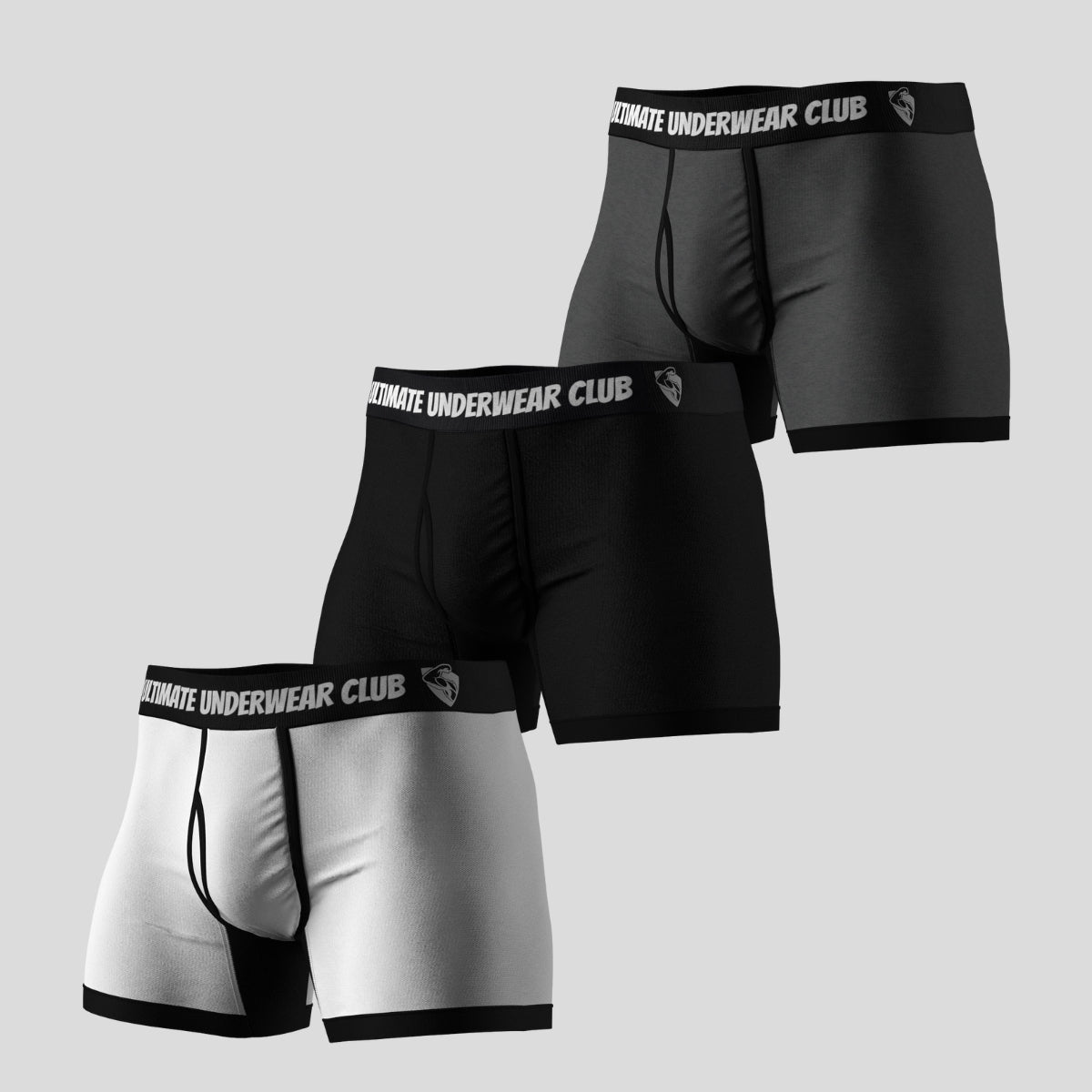 3 Pack of Ultimate Underwear 2.0 "Mono-Chrome Pack" Men's Trunks - Comfortable, breathable, and stylish. Perfect fit for everyday wear.