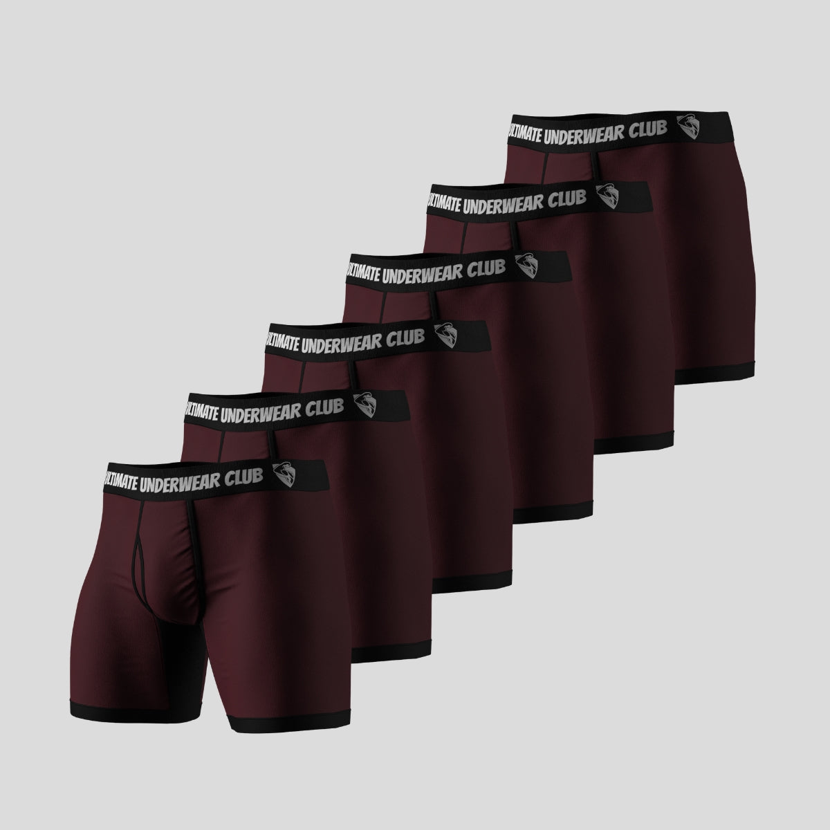 6 Pack of Ultimate Underwear 2.0 "Maroon Thighs" Men's Boxer Briefs - Comfortable, breathable, and stylish. Perfect fit for everyday wear.