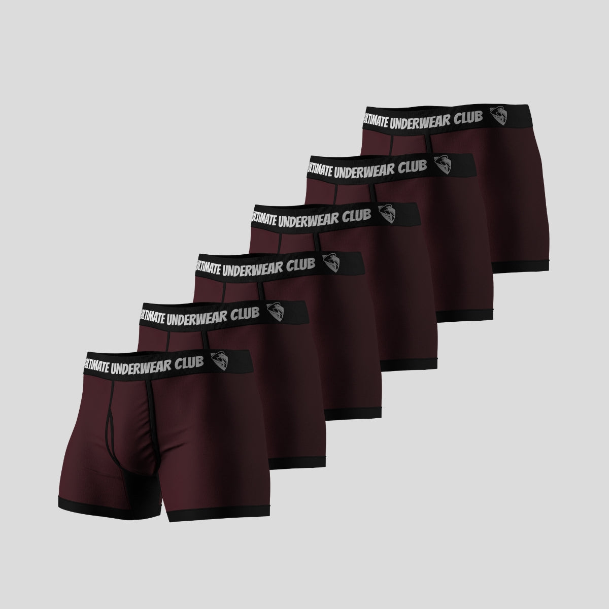 6 Pack of Ultimate Underwear 2.0 "Maroon Thighs" Men's Trunks - Comfortable, breathable, and stylish. Perfect fit for everyday wear.