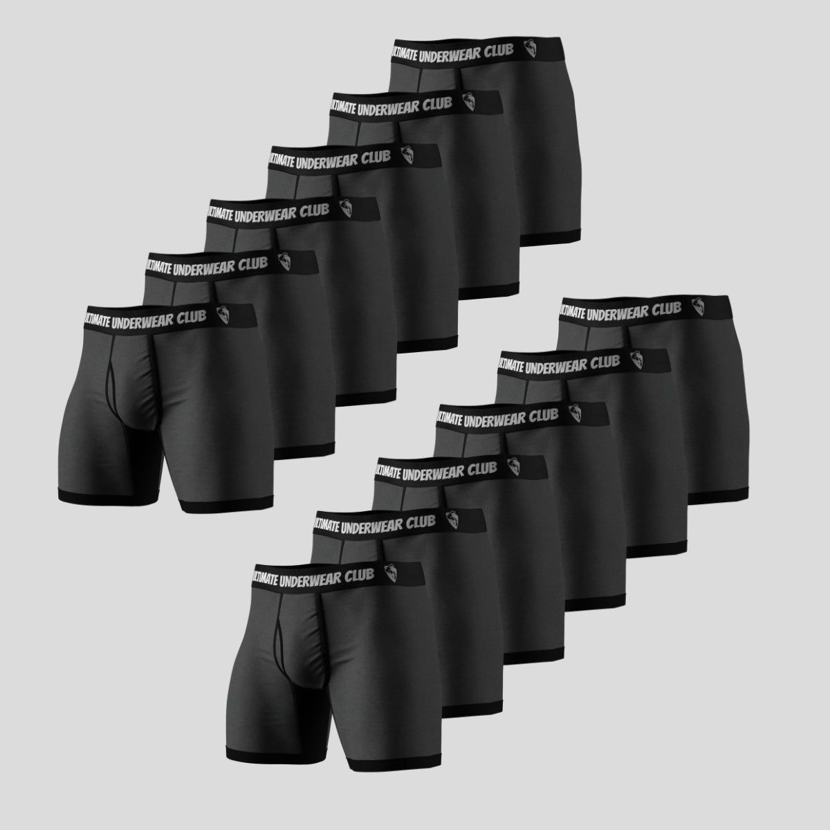 12 Pack of Ultimate Underwear 2.0 "Steel Grey" Men's Boxer Briefs - Comfortable, breathable, and stylish. Perfect fit for everyday wear.