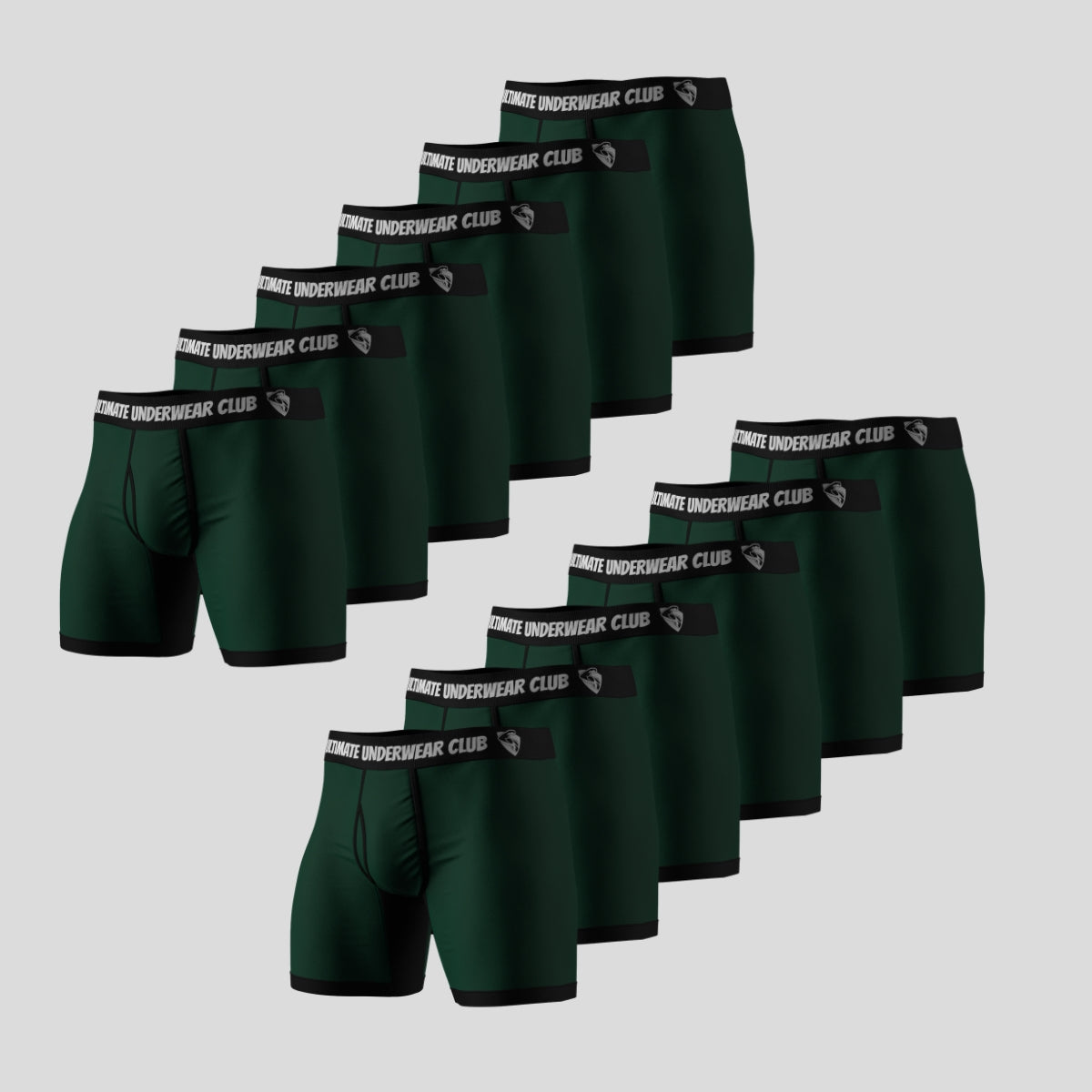 12 Pack of Ultimate Underwear 2.0 "Bamboo Forest Green" Men's Boxer Briefs - Comfortable, breathable, and stylish. Perfect fit for everyday wear.