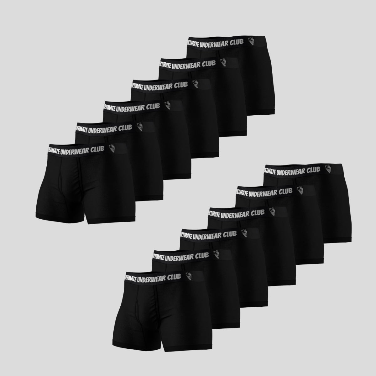 12 Pack of Ultimate Underwear 2.0 "Onyx Black" Men's Trunks - Comfortable, breathable, and stylish. Perfect fit for everyday wear.