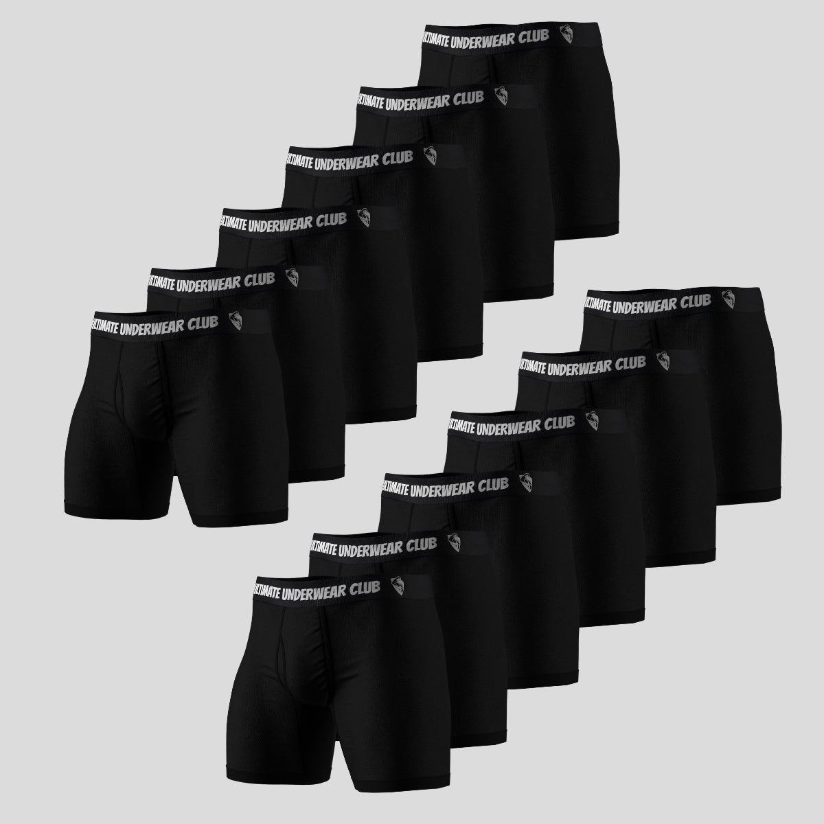 12 Pack of Ultimate Underwear 2.0 "Onyx Black" Men's Boxer Briefs - Comfortable, breathable, and stylish. Perfect fit for everyday wear.